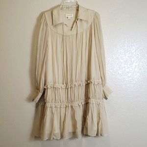 ICICLE Silk Tiered  Dress Tan Size 4 Royalcore